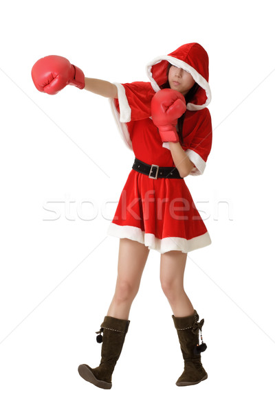 Christmas lady fighting Stock photo © elwynn
