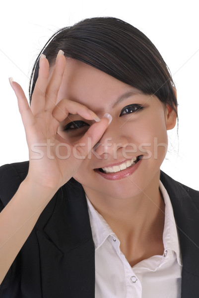 Stock photo: Cute office lady with funny face