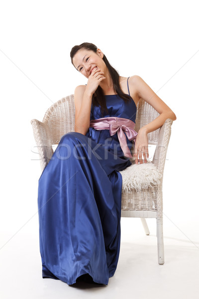 Feliz sonriendo dama elegancia sentarse silla Foto stock © elwynn