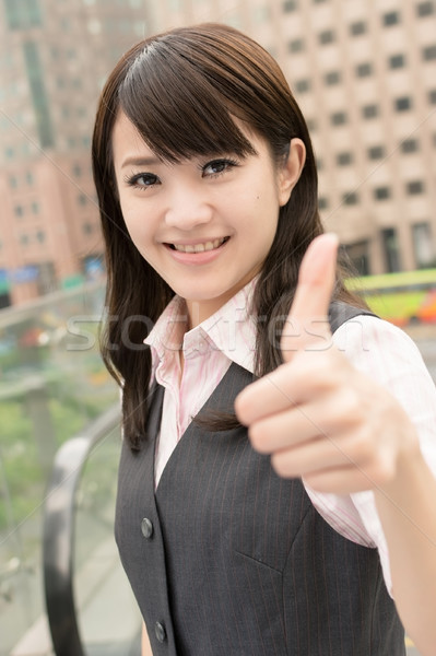 Uitstekend teken zakenvrouw geven portret Stockfoto © elwynn
