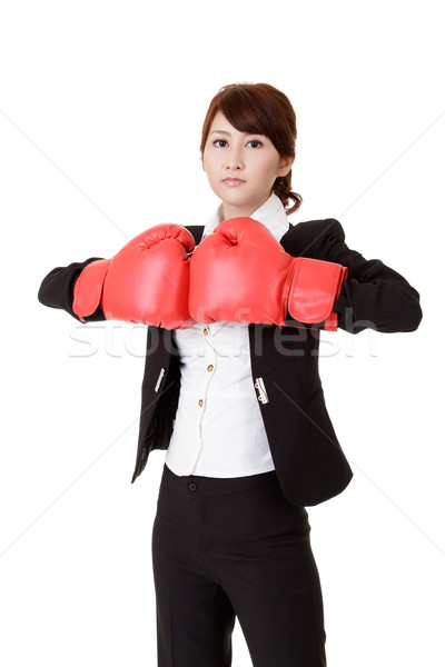 Stock photo: Business woman fighting