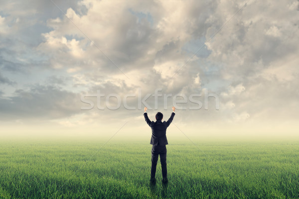 Business herausfordern asian Geschäftsmann stehen öffnen Stock foto © elwynn