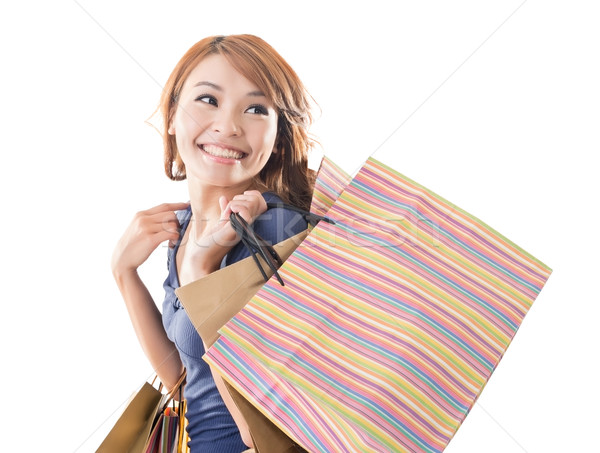 Cheerful shopping woman Stock photo © elwynn