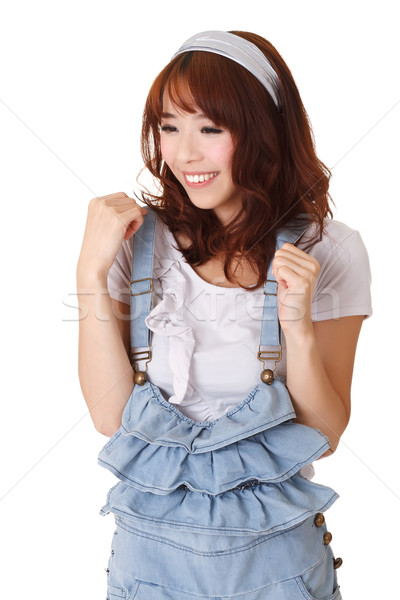 Izgalmas kínai lány félhosszú közelkép portré Stock fotó © elwynn
