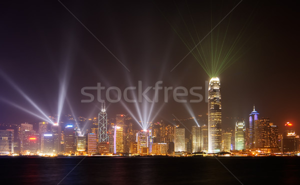 famous night scenes of rays show in Hong Kong Stock photo © elwynn