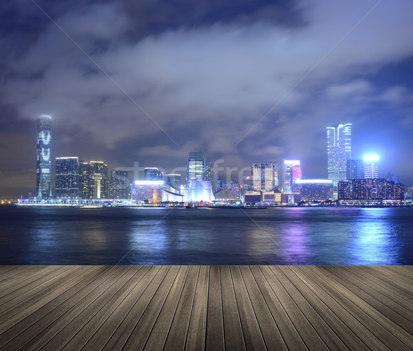 Victoria harbor in the night Stock photo © elwynn