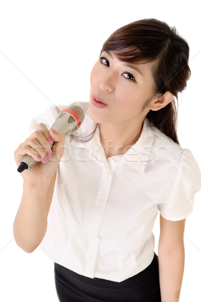 Femeie de afaceri relaxare cântat alb femeie birou Imagine de stoc © elwynn