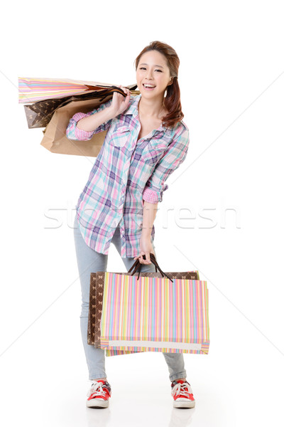 Zdjęcia stock: Szczęśliwy · zakupy · kobieta · asian · torby
