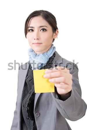 Asian business woman with sticker Stock photo © elwynn