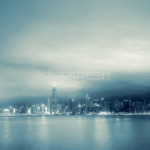 night scenes of Victoria harbor Stock photo © elwynn