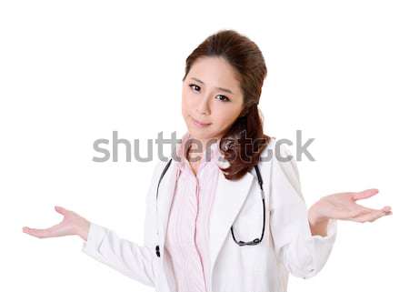 Bezradny asian lekarza kobieta plecy Zdjęcia stock © elwynn