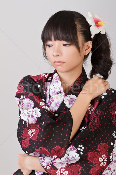 Magányos nő ázsiai japán hagyományos ruházat Stock fotó © elwynn