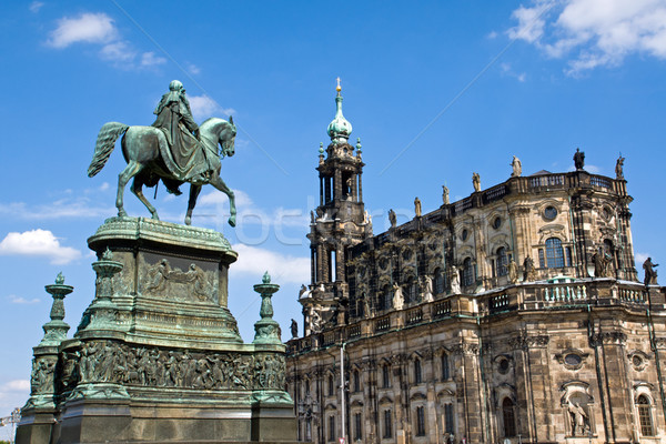 Sculpture and Hofkirche in Dresden Stock photo © elxeneize