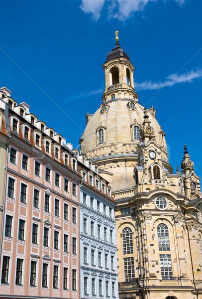 Dresda noto Germania clock chiesa edifici Foto d'archivio © elxeneize