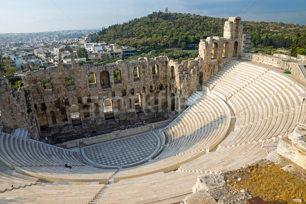 Oude theater Athene Acropolis zon theater Stockfoto © elxeneize