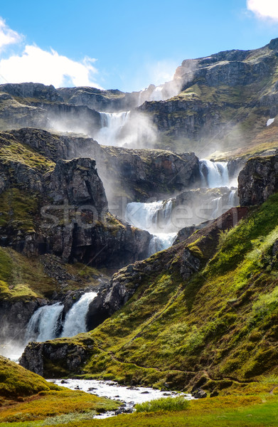 The cascades of Klifbrekkufossar Stock photo © elxeneize