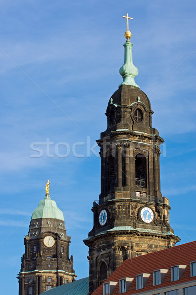 Towers of Kreuzkirche and Townhall Stock photo © elxeneize