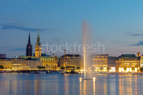 The city of Hamburg at dawn Stock photo © elxeneize