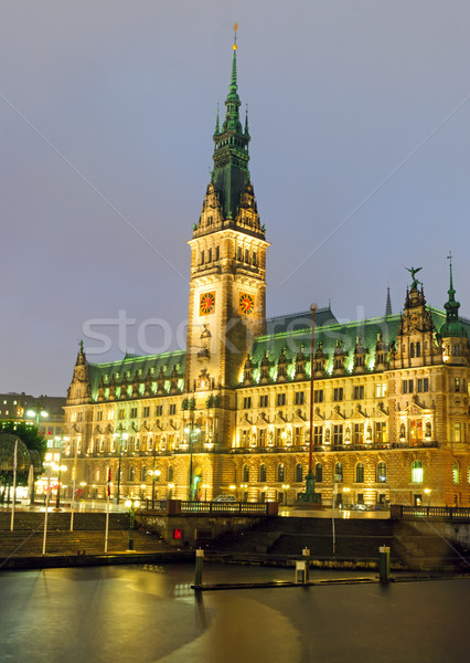 Hamburgs townhall at night Stock photo © elxeneize
