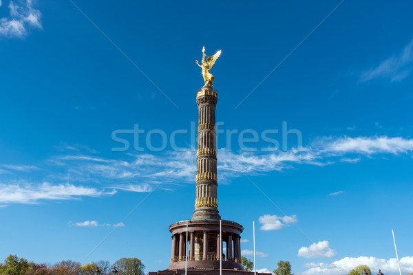 Foto stock: Estatua · victoria · Berlín · edificio · arte · azul