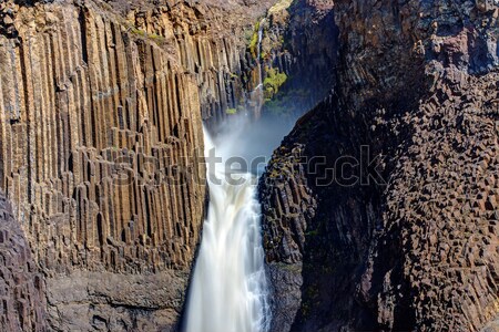 Islanda detaliu cascadă coloane apă natură Imagine de stoc © elxeneize