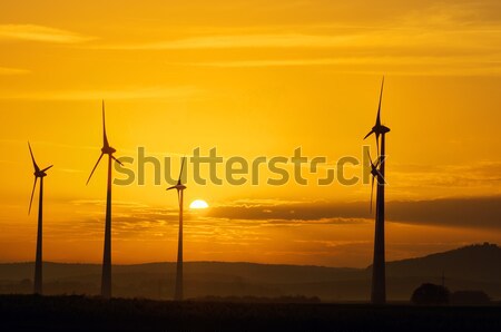Wind engines and sunset Stock photo © elxeneize