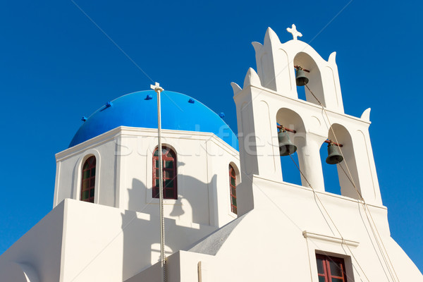 Beyaz kilise mavi çatı Bina manzara Stok fotoğraf © elxeneize