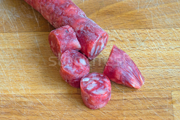 Small sliced salami Stock photo © elxeneize