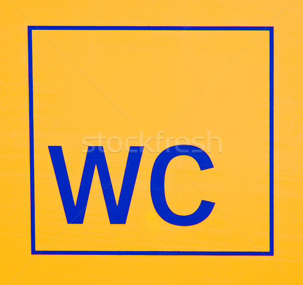 Wc felirat toalett kék levelek citromsárga Stock fotó © elxeneize