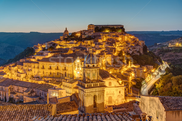 Ragusa Ibla before sunrise Stock photo © elxeneize