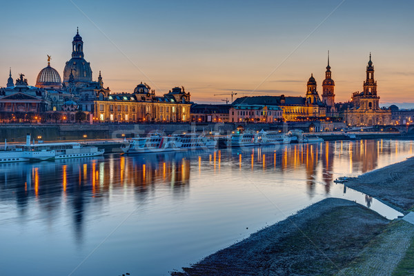 старый город Дрезден реке здании моста ночь Сток-фото © elxeneize