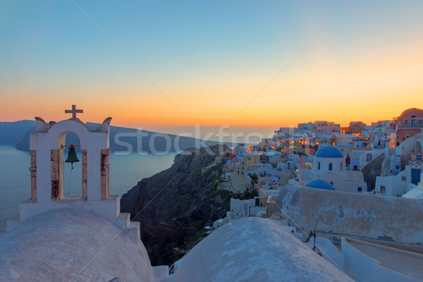 Stock fotó: Santorini · sziget · naplemente · falu · tenger · nyár