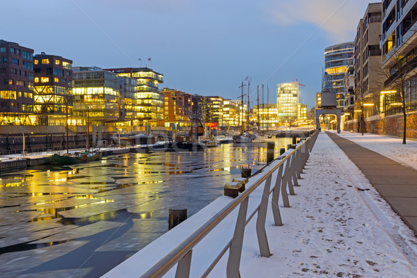 Winter night in the Hafencity Stock photo © elxeneize