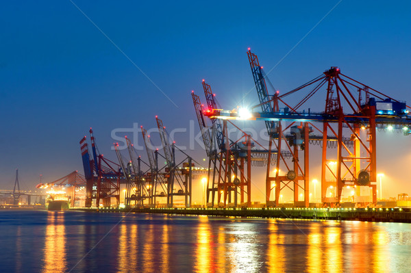 ストックフォト: ハンブルク · 港 · 1泊 · コンテナ · ビジネス · ボート