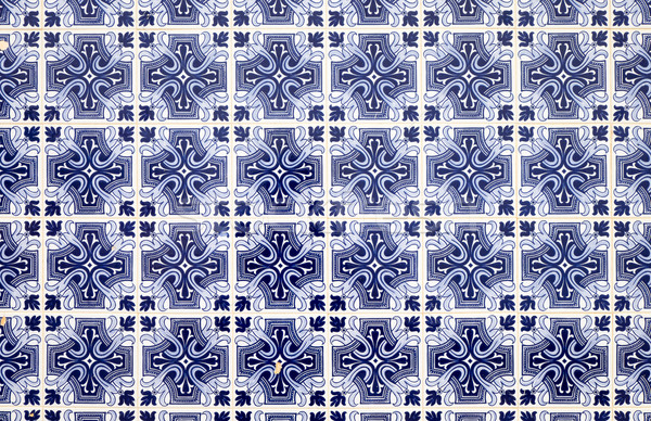 Stockfoto: Blauw · tegels · ontwerp · achtergrond · kunst · weefsel