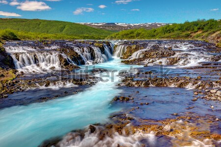 [[stock_photo]]: Cascade · Islande · idyllique · reykjavik · eau · nuages