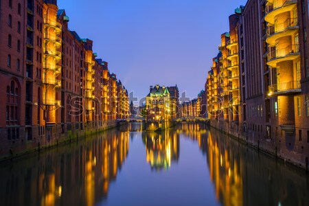 Stock photo: Night at the Speicherstadt 