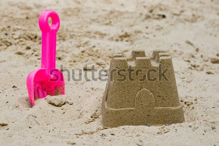 Sandcastle pleśń zielone tle lata podróży Zdjęcia stock © elxeneize