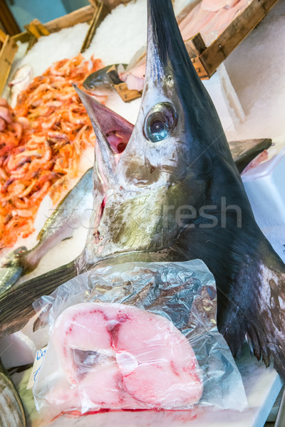 Espadarte venda mercado peixe mar fundo Foto stock © elxeneize