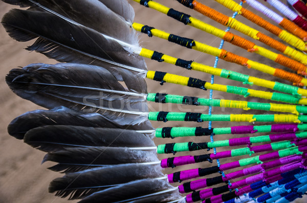 ネイティブ アメリカン 羽毛 伝統的な 緑 ストックフォト © emattil
