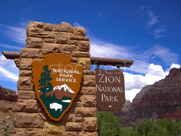 Zion National Park Entrance Sign Stock photo © emattil