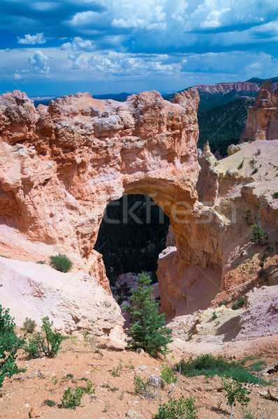 Rock Arch under thunder clouds at Bryce Canyon Stock photo © emattil