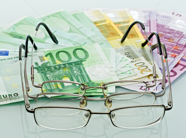очки деньги фон очки евро Сток-фото © emese73