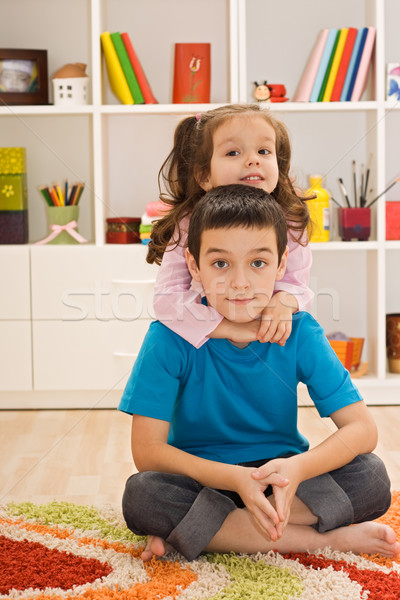 Zwei Kinder spielen kleines Mädchen Bruder Stock foto © emese73