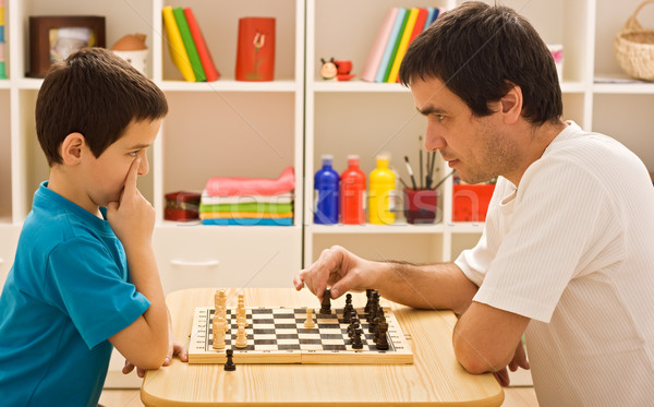 Familie spielen Schach Vater Sohn Stock foto © emese73