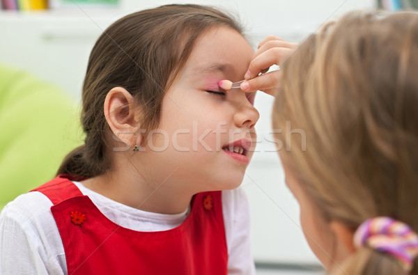 Little girls doing make up Stock photo © emese73