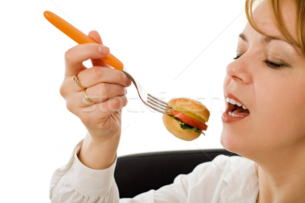 Stock foto: Essen · schönen · Essen · Frauen · Haar