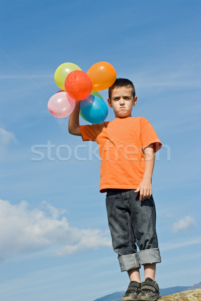 Garçon ballons sourire heureux orange amusement [[stock_photo]] © emese73