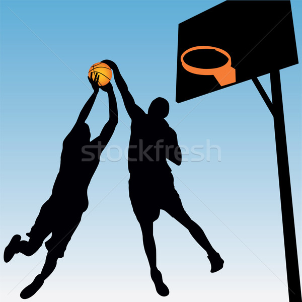 Basketbal spelers silhouetten twee sport leuk Stockfoto © emirsimsek