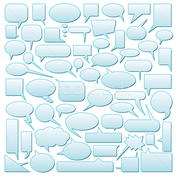Dialog Blasen Vektor Set blau Retro Stock foto © emirsimsek